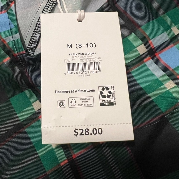 Satin Chemise Plaid Dress Size Medium (8-10) - Picture 8 of 8